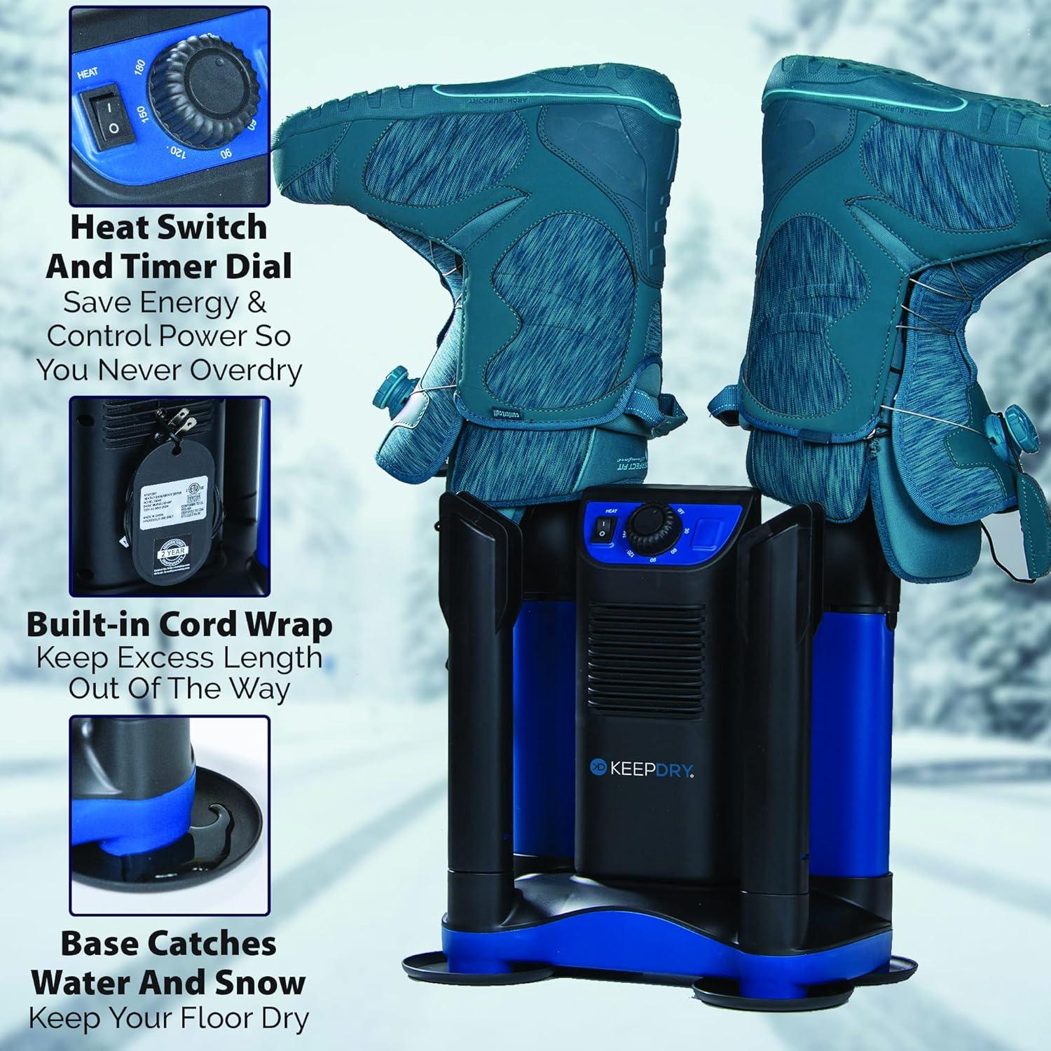 image:imageKeepDry Forced Heat Boot Dryer Heavy Duty Shoe Dryer with Heat Switch amp Timer Quickly Dry Garments Collapsible Drying TubesDryer