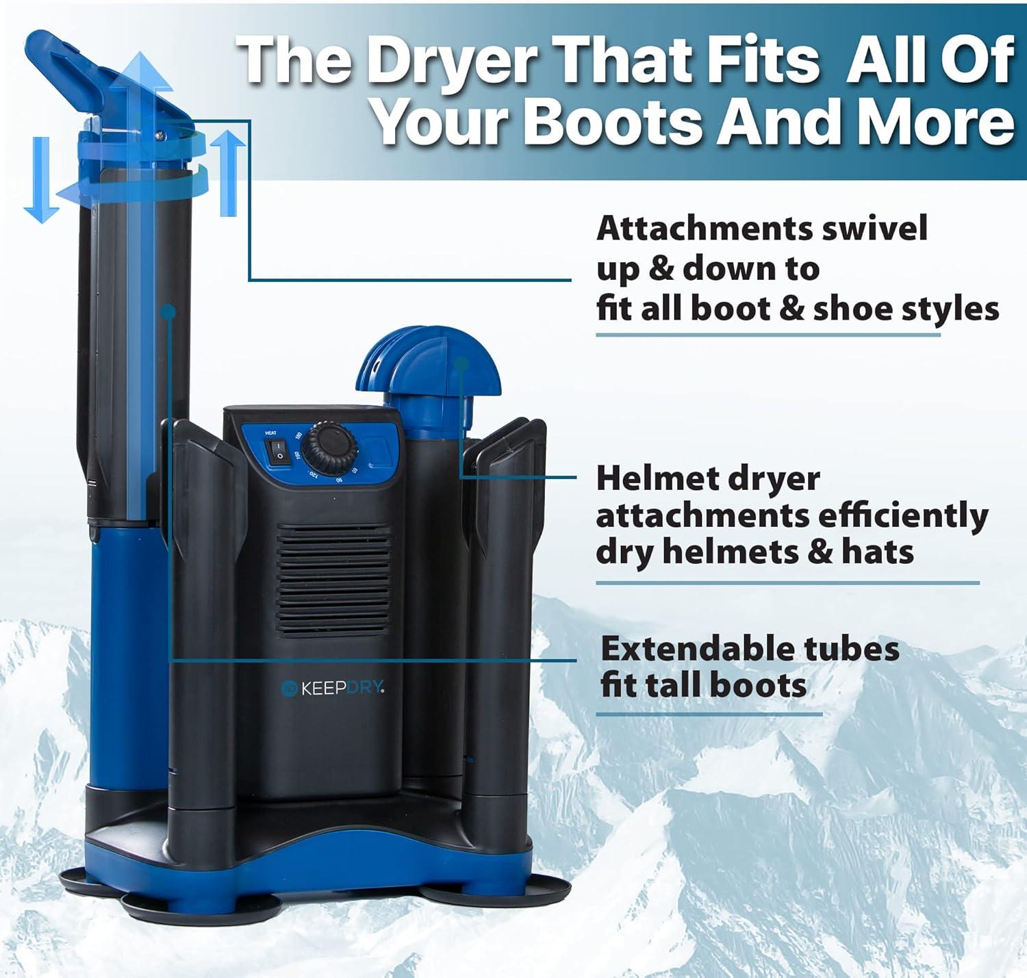 image:imageKeepDry Forced Heat Boot Dryer Heavy Duty Shoe Dryer with Heat Switch amp Timer Quickly Dry Garments Collapsible Drying TubesDryer