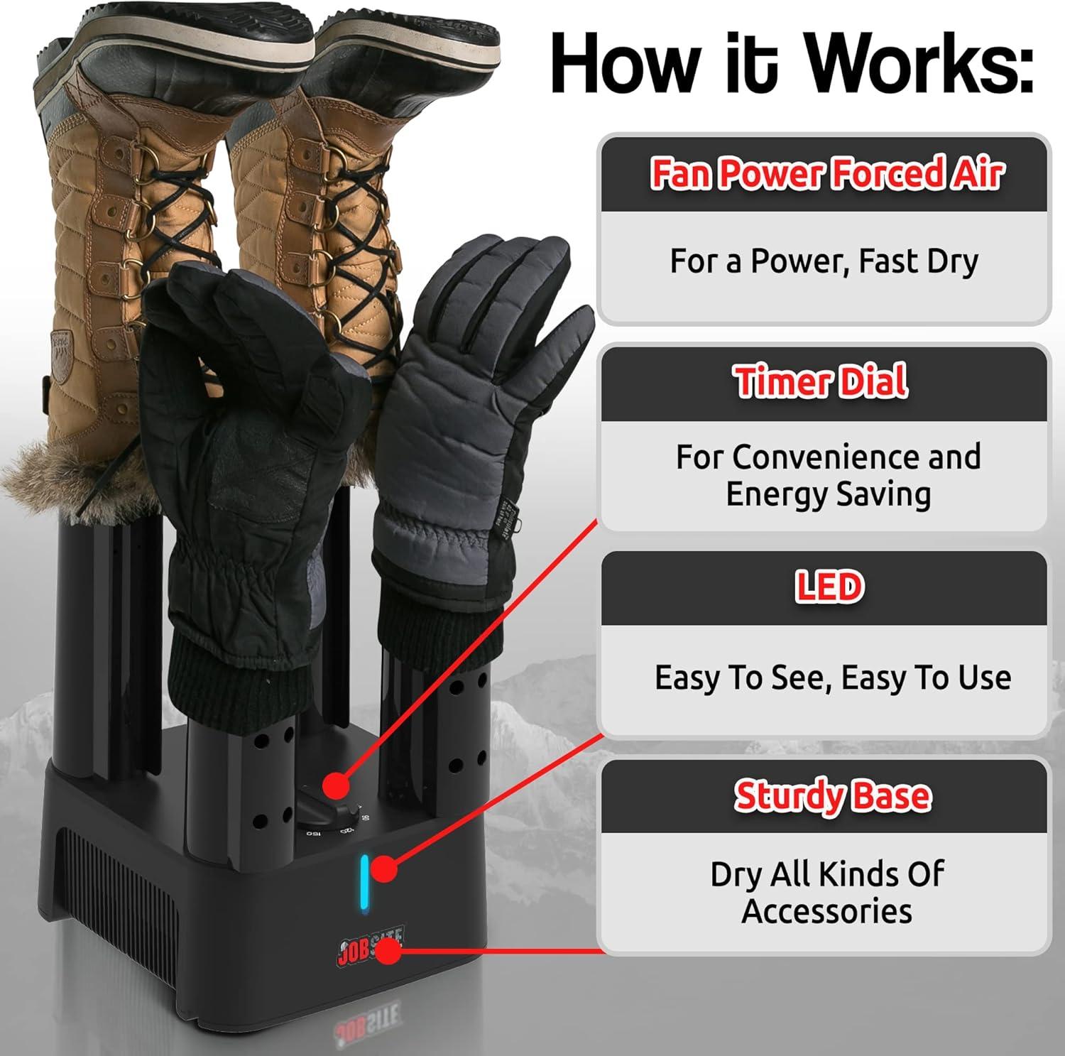 image:imageBoot Dryer Kit With Glove amp Tall Boot Attachments Fast Dry Heat Blower Fan amp Timer