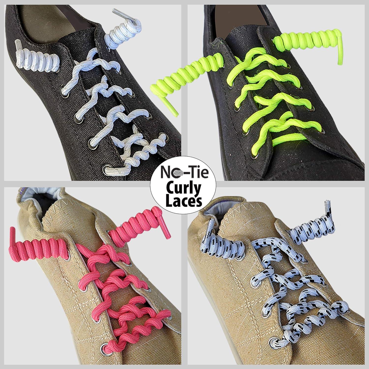 image:imageFOOTMATTERS Curly No Tie Shoe Laces Elastic Spring LacesBlack 2 Pairs