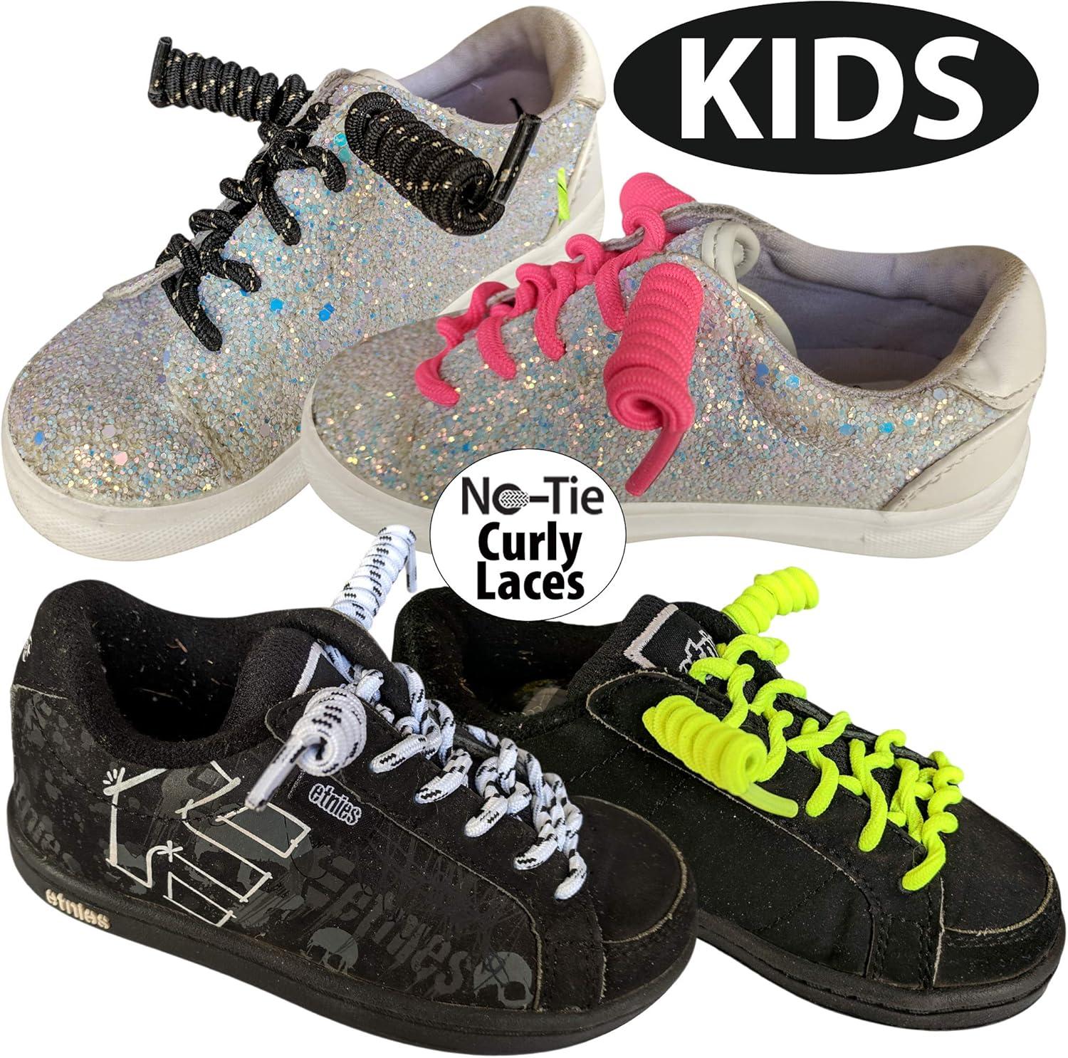 image:imageFOOTMATTERS Curly No Tie Shoe Laces Elastic Spring LacesMulticolor 10 Pair