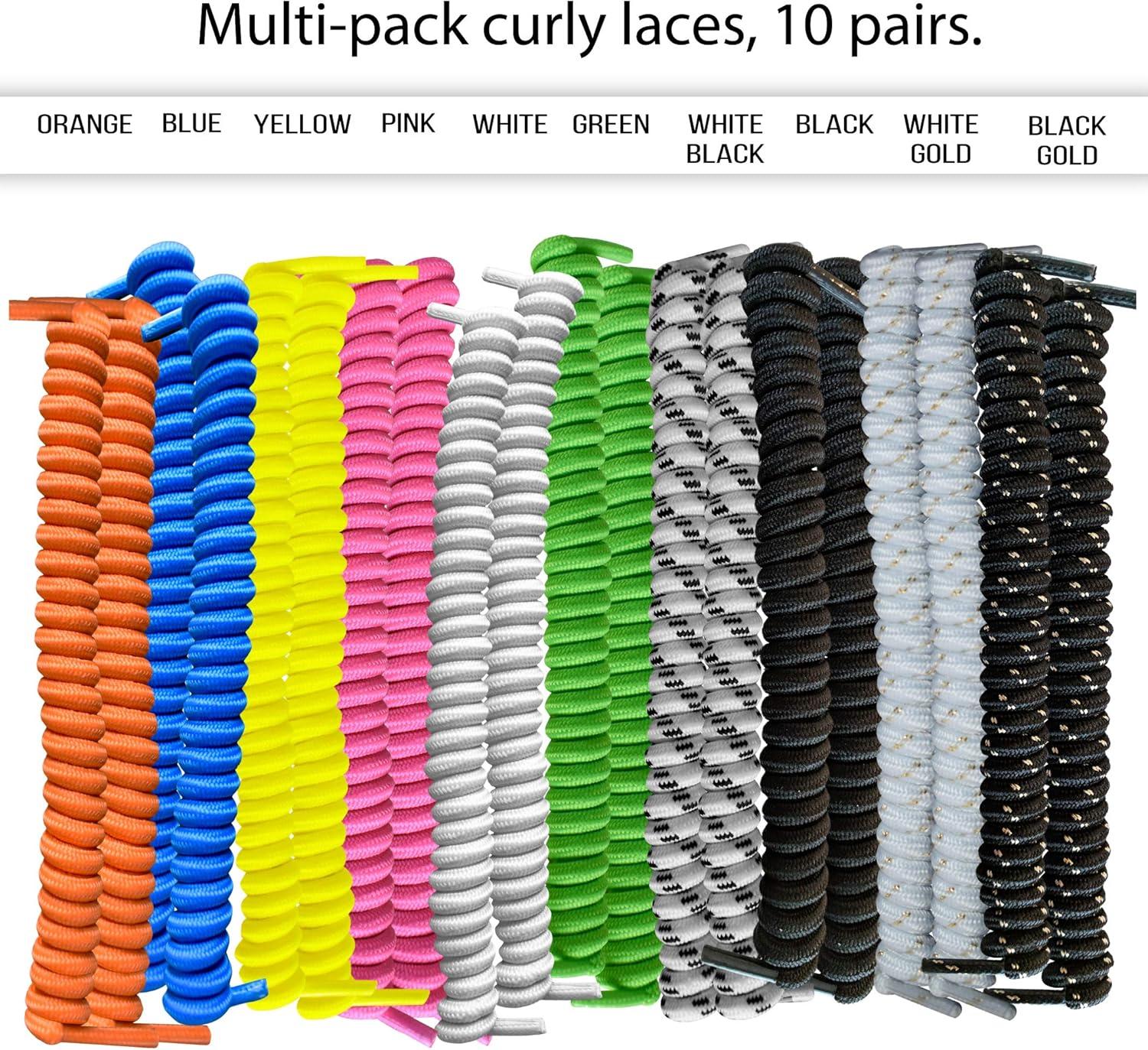 image:imageFOOTMATTERS Curly No Tie Shoe Laces Elastic Spring LacesMulticolor 10 Pair