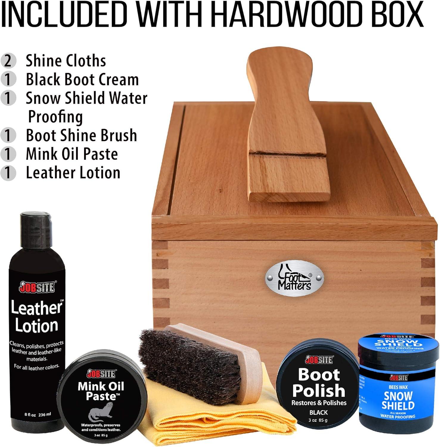 image:imageFOOTMATTERS Shoe Shine Valet Box Hardwood Boot amp Shoe CarePolish Waterproof Kit