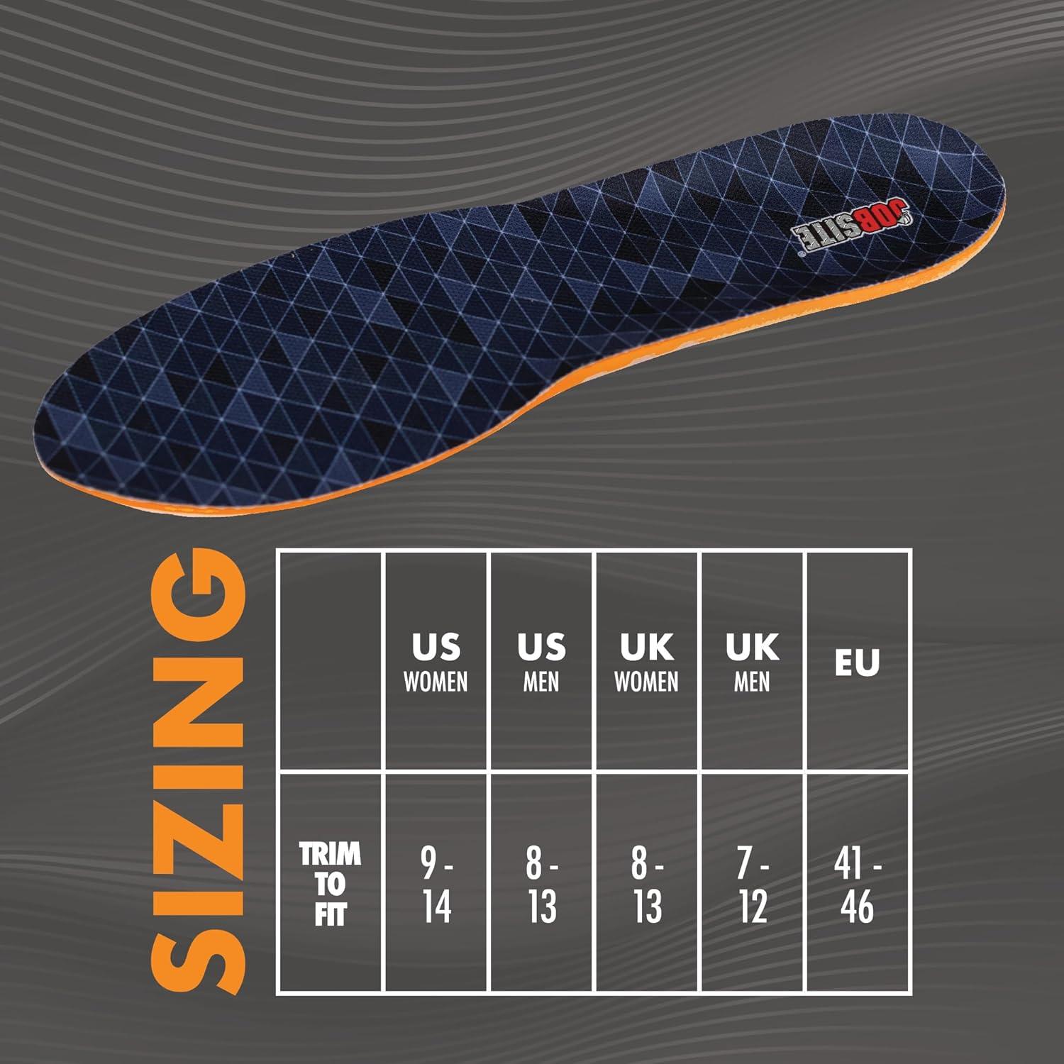 image:imageJobSite Gel Sport Insoles Gel Heel amp Metatarsal Shock Pad US Men 813 Women 914 Trim to FitUS Men 813 Women 914 Trim to Fit