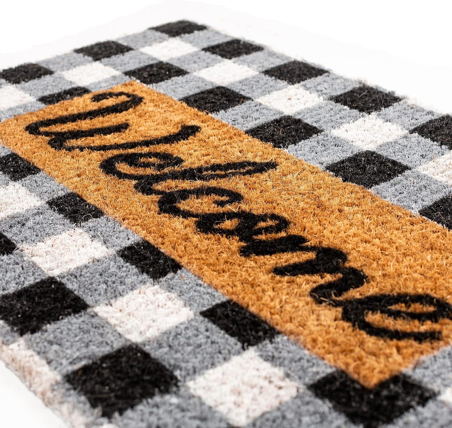 image:imageNINAMAR Buffalo Plaid Welcome Door Mat Natural Coir 295 x 175 inch