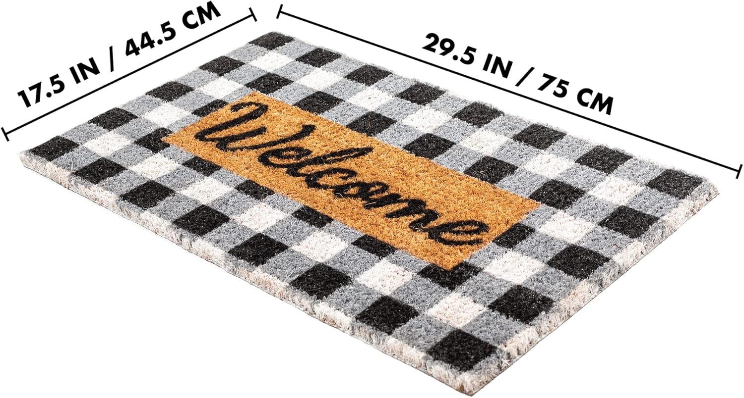 image:imageNINAMAR Buffalo Plaid Welcome Door Mat Natural Coir 295 x 175 inch