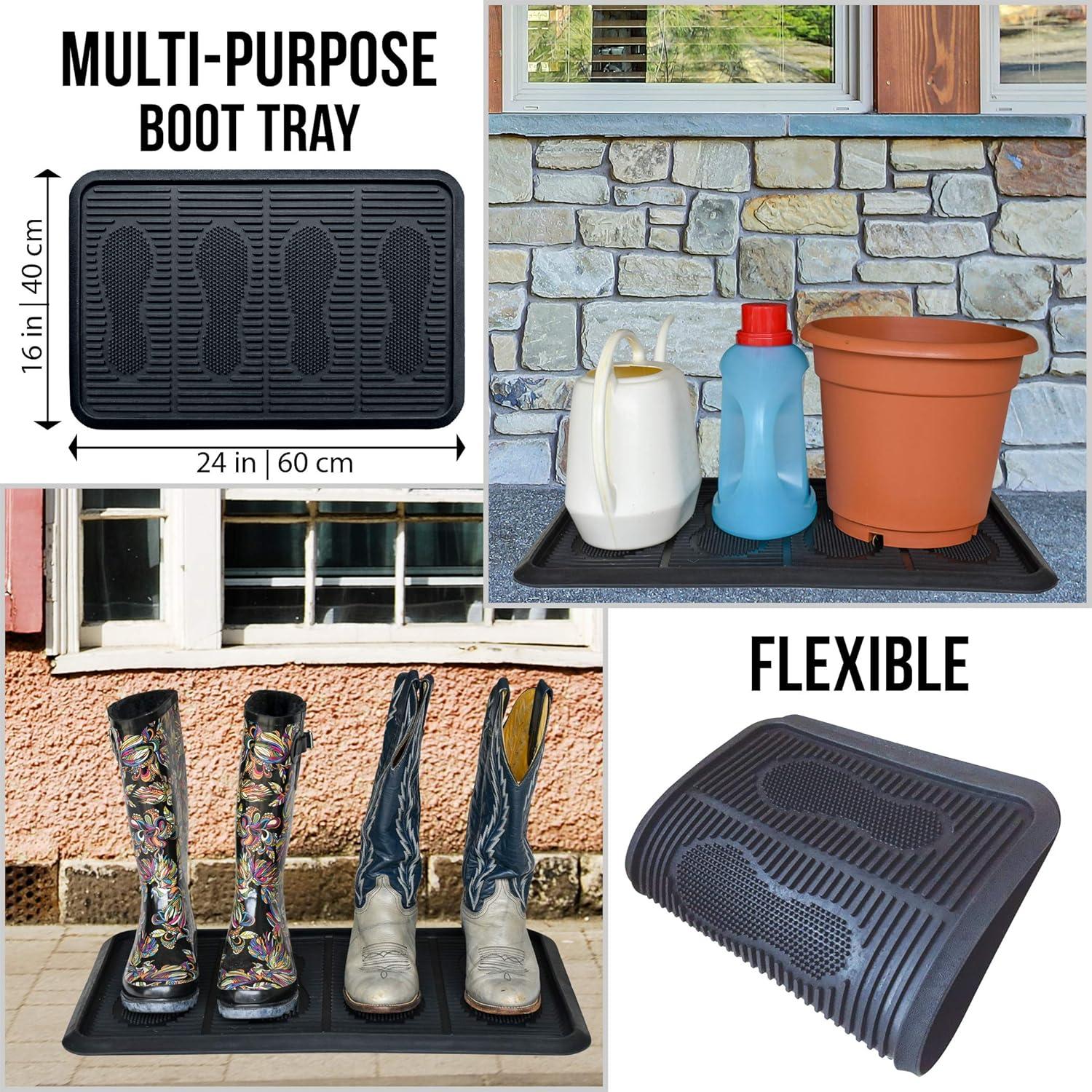 image:imageSafetyCare Rubber Shoe amp Boot Tray MultiPurpose 32 x 16 Inches 6 MatsBlack