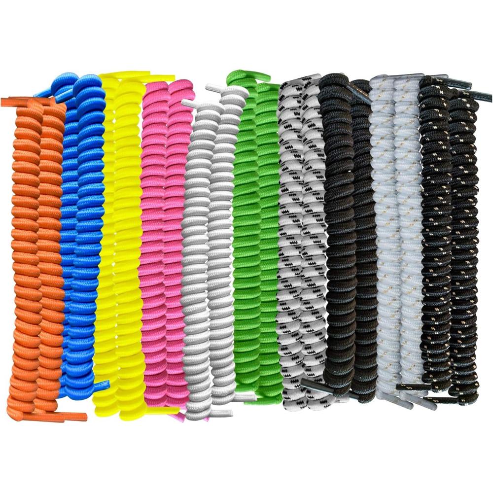 image:imageFOOTMATTERS Curly No Tie Shoe Laces Elastic Spring LacesMulticolor 10 Pair