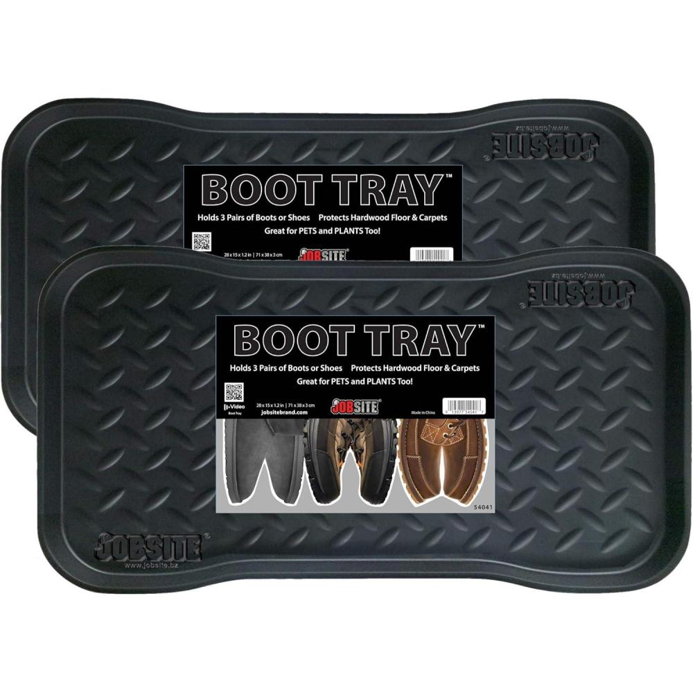 image:imageJobSite Heavy Duty Boot Tray MultiPurpose for Shoes Pets Garden Mudroom Entryway Garage Indoor or Outdoor 15 x 28 Inch 1 Pack2pack