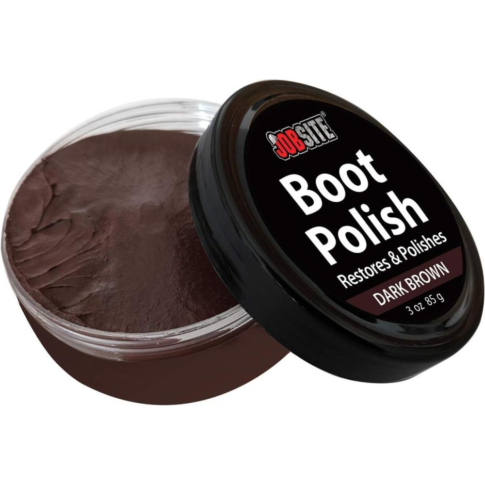 image:imageJobSite Premium Leather Boot amp Shoe Polish Cream Restores Conditions amp Polishes 3 ozDark Brown