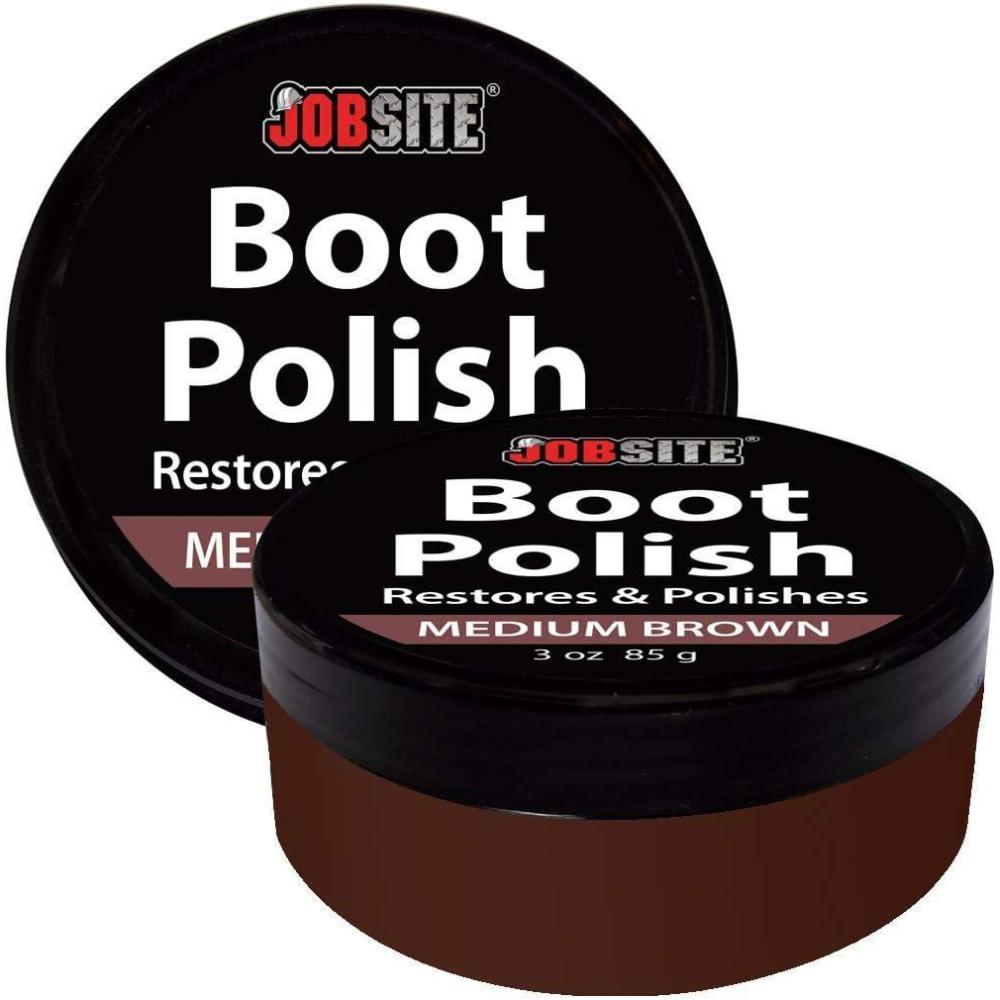 image:imageJobSite Premium Leather Boot amp Shoe Polish Cream Restores Conditions amp Polishes 3 ozMedium Brown
