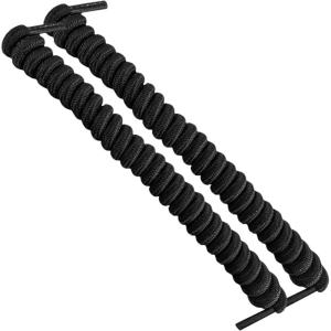 FOOTMATTERS Curly No Tie Shoe Laces – Elastic Spring Laces(Black – 1 Pair)