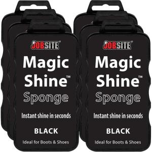 JobSite Instant Express Leather Boot & Shoe Shine Sponge – Neutral(Black – 6 Pack)