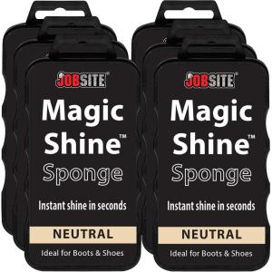 JobSite Instant Express Leather Boot & Shoe Shine Sponge – Neutral(Neutral – 6 Pack)