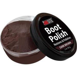 JobSite Premium Leather Boot & Shoe Polish Cream – Restores, Conditions & Polishes – 3 oz(Dark Brown)