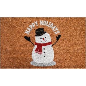 Ninamar Door Mat Happy Holiday Snowman Natural Coir – 29.5 x 17.5 inch, multi, one size (54276)