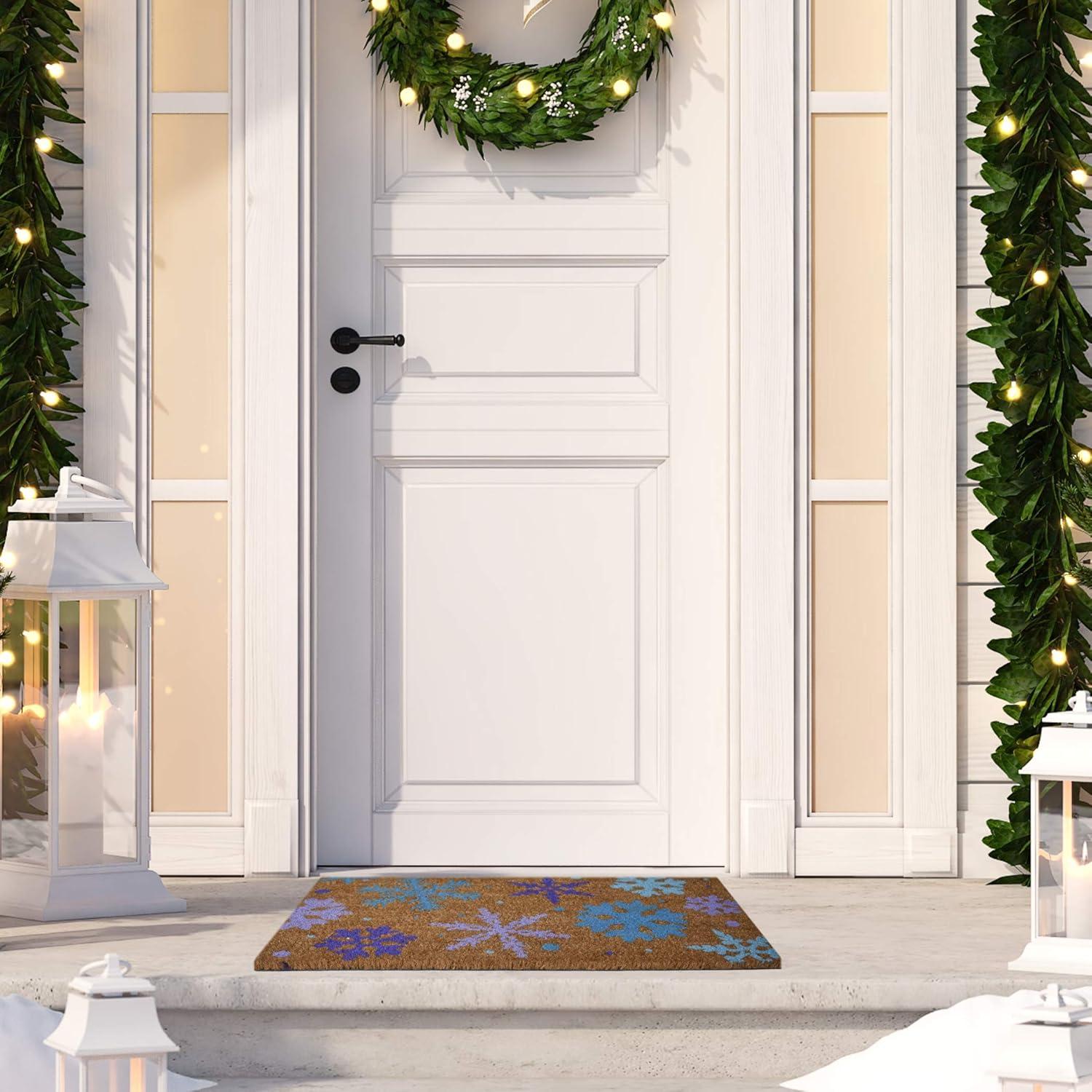image:imageNINAMAR Door Mat Winter Snowflakes Natural Coir 295 x 175 inch