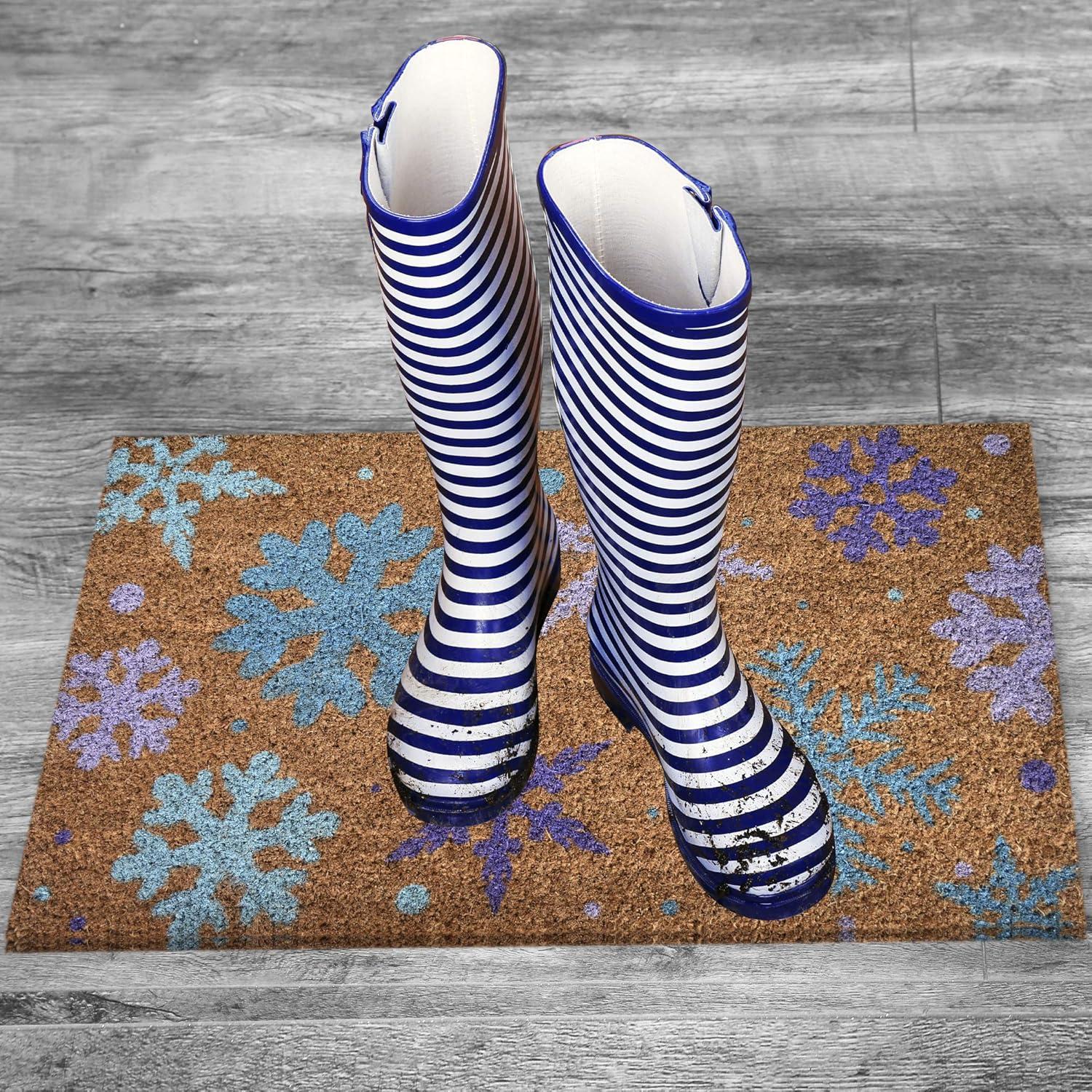 image:imageNINAMAR Door Mat Winter Snowflakes Natural Coir 295 x 175 inch