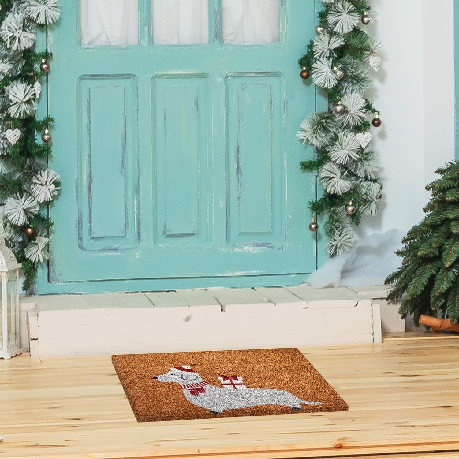 image:imageNINAMAR Holiday Dachshund Dog Door Mat Natural Coir Doormat 295 x 175 inch