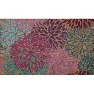 NINAMAR Door Mat Bright Flowers Natural Coir – 29.5 x 17.5 inch (54264)