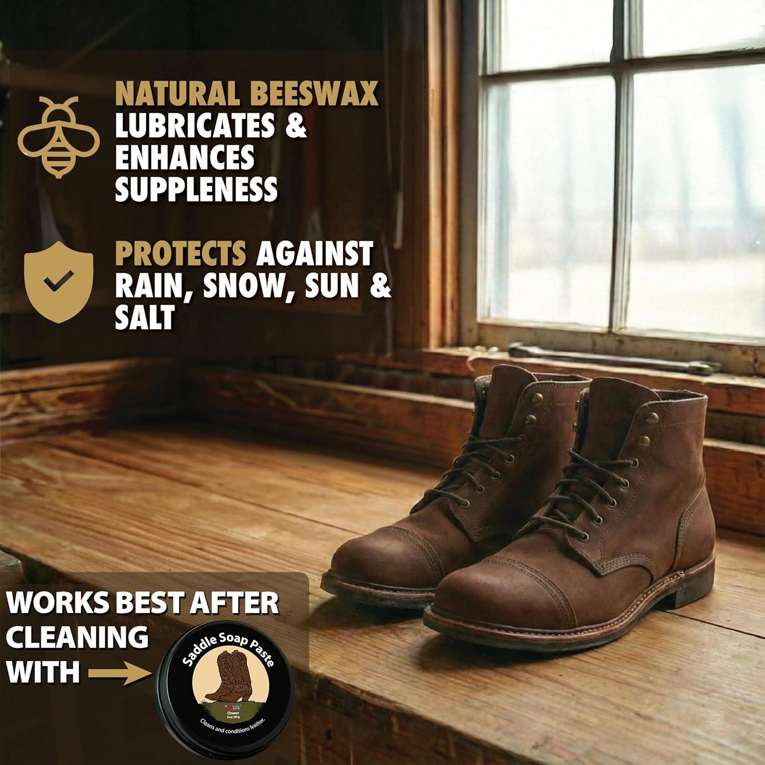 image:imageJobSite Beeswax Paste Bees Wax Leather Conditioner Leather Waterproofing Wax Protects amp Restores Boots Shoes amp Leather Articles 3 oz