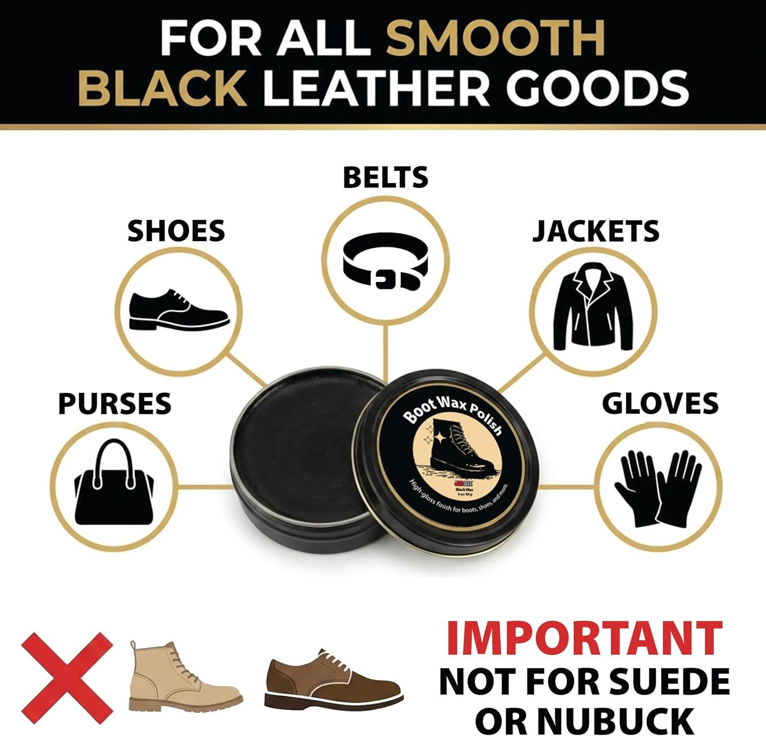 image:imageJobSite Boot Polish Wax Stain Gloss High Shine Shoe Polish Black Wax to Protect amp Restore Leather Dress amp Work Boots 3 oz