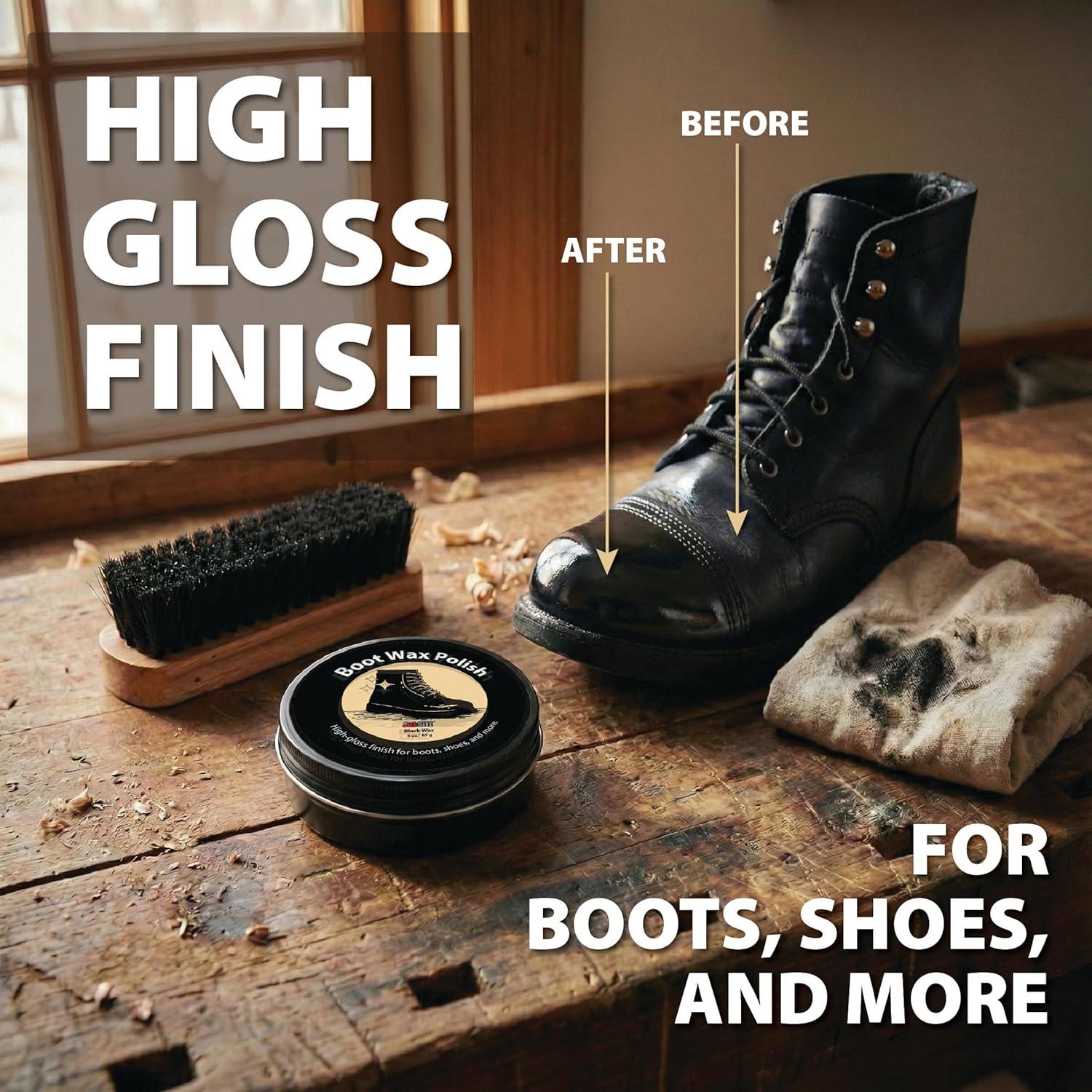 image:imageJobSite Boot Polish Wax Stain Gloss High Shine Shoe Polish Black Wax to Protect amp Restore Leather Dress amp Work Boots 3 oz