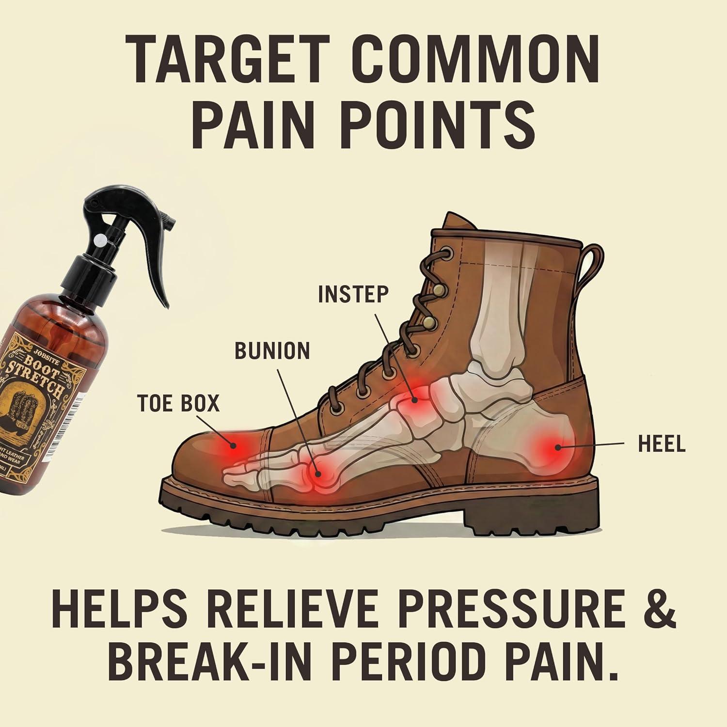image:imageJobSite Boot Stretcher Spray Shoe Stretch Spray amp Leather Softener For Cowboy Boots amp Fashion Shoes 85 oz