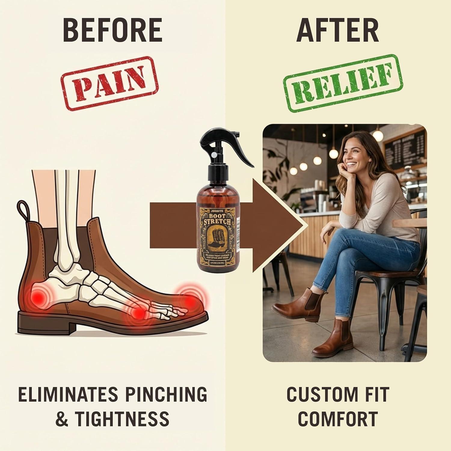 image:imageJobSite Boot Stretcher Spray Shoe Stretch Spray amp Leather Softener For Cowboy Boots amp Fashion Shoes 85 oz